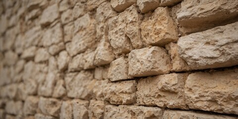 A classic limestone wall with small fossils and natural pits, in warm beige.