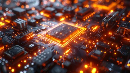 Fototapeta premium Quantum CPU with entangled particles and glowing circuits, double exposure on white background, ethereal light effects, intricate particle details, minimalistic design, hd quality. --ar 16:9 --v 6.0