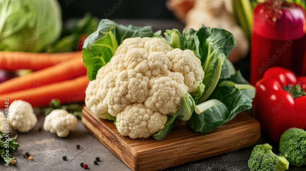 Wall mural fresh cauliflower with other vegetables