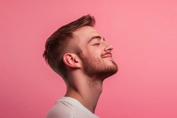 Fototapeta premium A close up of a man's face with his eyes closed