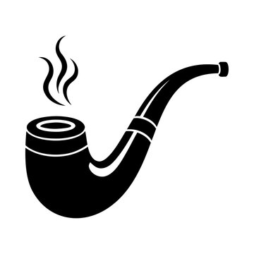 recommend clip art: Black silhouette old fashioned cigar smoking pipe icon and vector illustration isolated on white