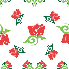 Real Tatar seamless pattern. Islamic floral geometry. Culture of the Tatar people, symbols of green and red