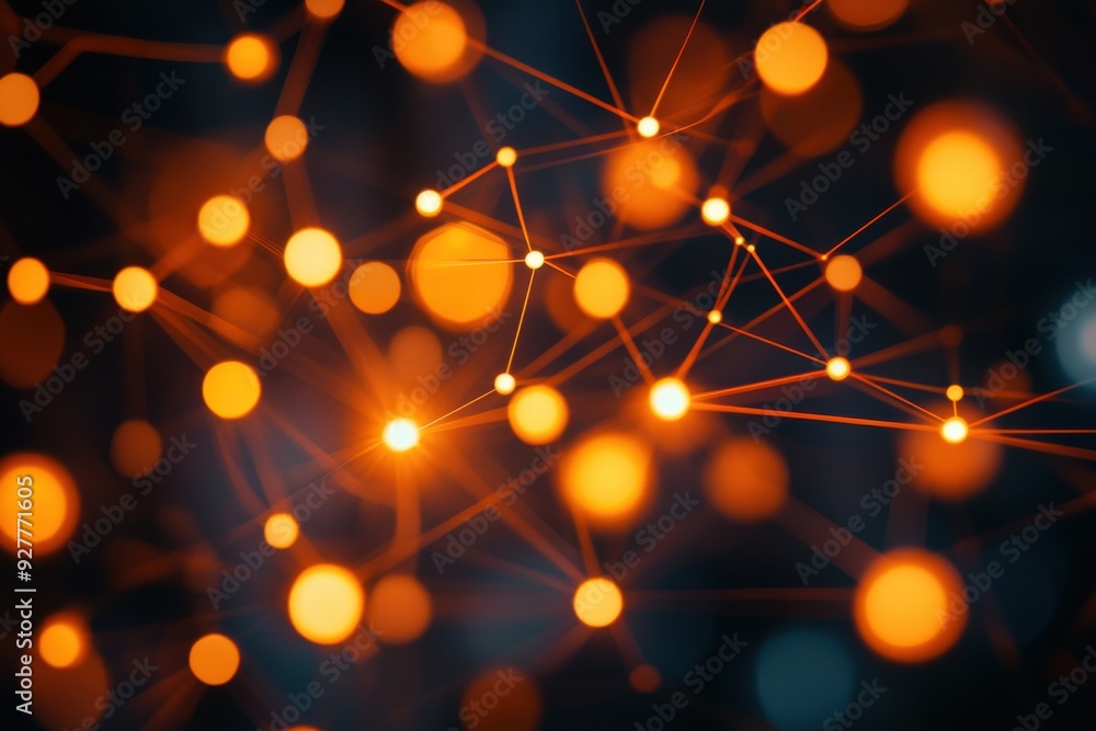 Aufkleber image of amber glowing points spanning a network of links