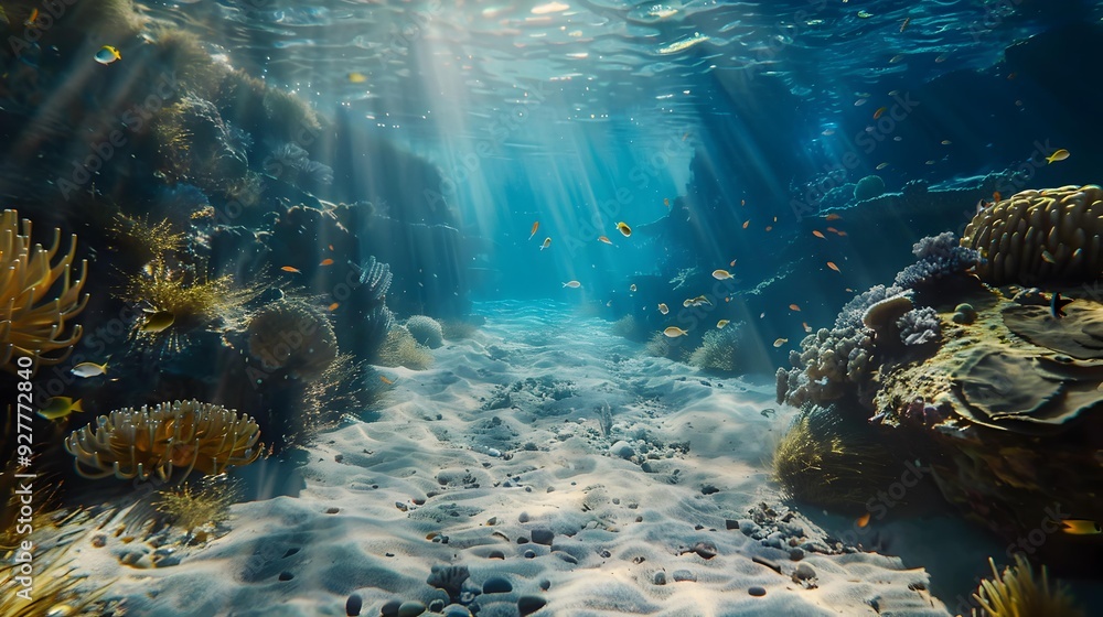 Wall mural The trail is spectacular with corals and sea