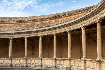 Fototapeta premium Inner courtyard of the palace of Charles V in the Alhambra in Granada (Spain)