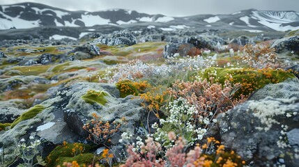 Tundra boundless expanses of moss and lichen