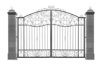 Wide iron gates. B.