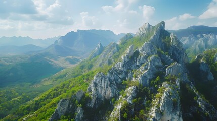 Obraz premium Magnificent karst cliffs dominate the landscape creating dramatic