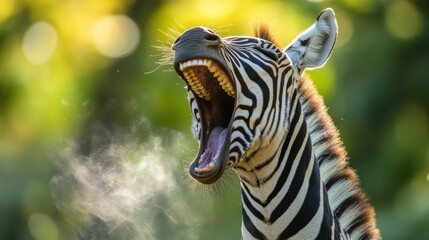 Yawning Zebra in the Wild
