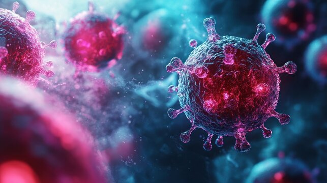 Microscopic View of a Coronavirus