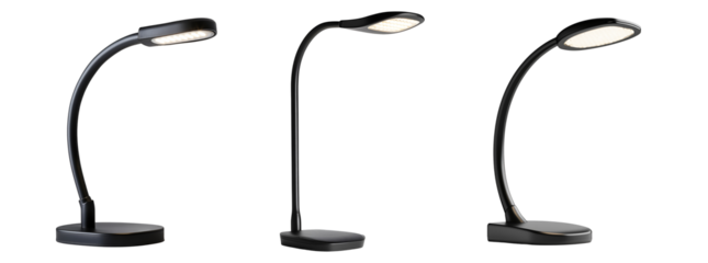photo of adjustable reading lamp with a flexible neck on isolated background  
