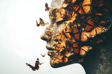 Butterfly Face Sculpture - Artistic Transformation Concept