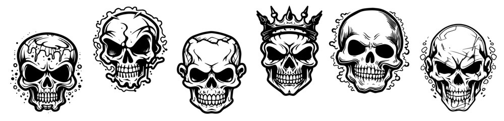 Fototapeta premium dripping and cracked skull designs with dark accents