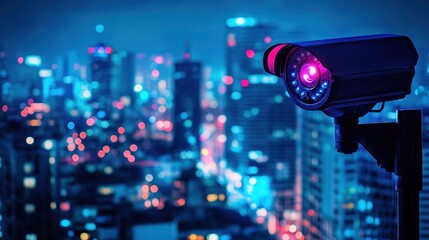Security Camera in the City at Night