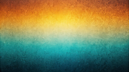 Abstract Teal, Orange, and Yellow Gradient with Grainy Noise Texture on Black Background