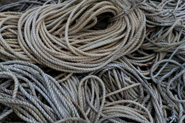 Piles of rope on a pier