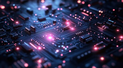 Obraz premium Circuit Board with Glowing Lights