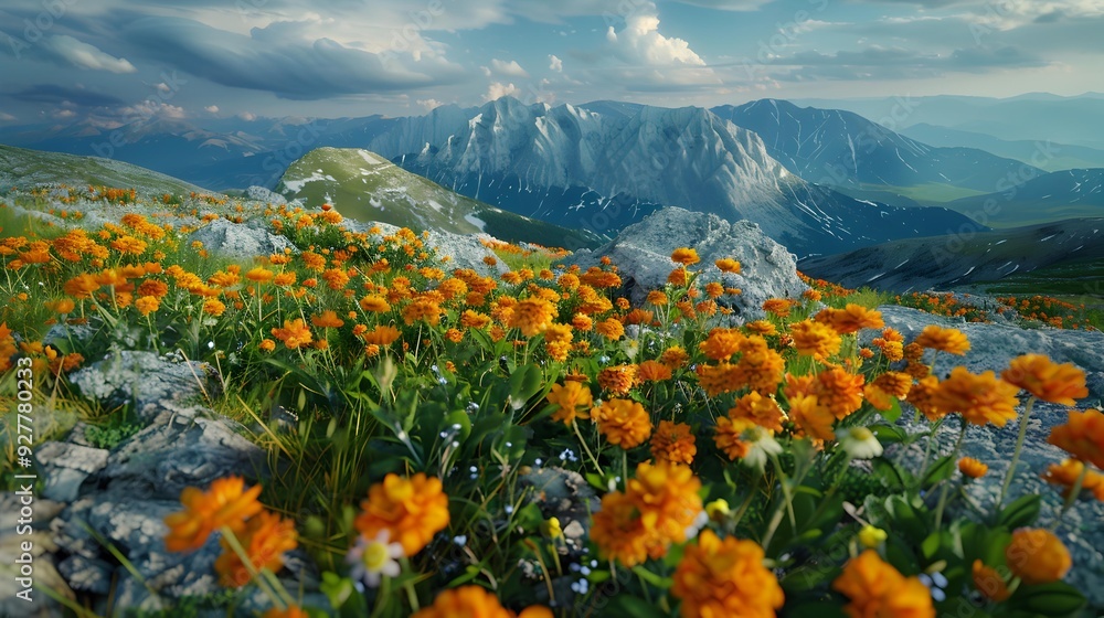 Wall mural flowers beautiful rare plants growing on the tops