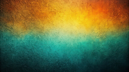 Abstract Teal, Orange, and Yellow Gradient with Grainy Noise Texture on Black Background