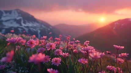 Flowers magnificent rare plants growing on the mountain