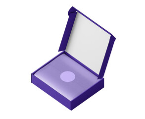 White paper kraft cardboard box made from recyled paper open and isolated on white background, 3D illustration, 3D rendering