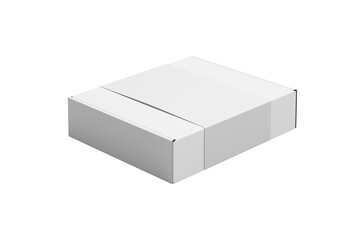 White paper kraft cardboard box made from recyled paper open and isolated on white background, 3D illustration, 3D rendering