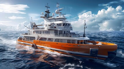 Research yacht designed for scientific expeditions and ocean