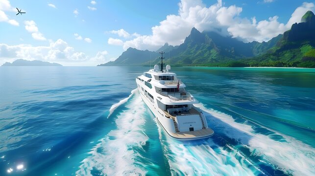 Yacht summer cruising along sunny coasts andsque