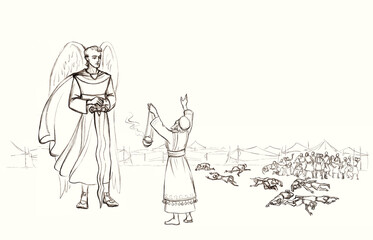 Pencil drawing. Aaron stands up for the people