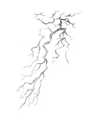 Pencil drawing. 7 Egyptian plague. Thunder, lightning and hail.