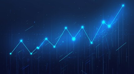 Fototapeta premium Stock Market Graph with Upward Trend on Dark Background, Blue-Themed Financial Data Illustration
