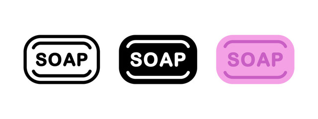 Soap bar icon. Hygiene care symbol. Pink soap vector illustration. Bathe sign. Bathroom pictogram. Clean body concept.