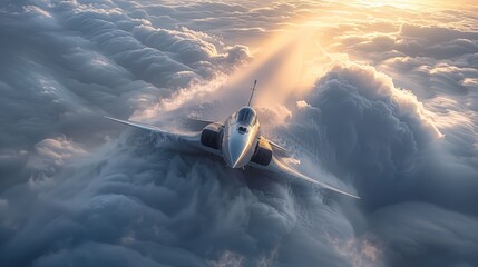 Jet Fighter Soaring Above the Clouds