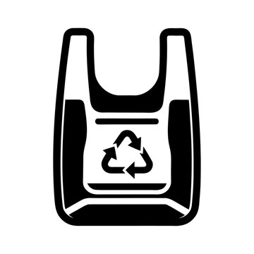 recommend clip art: Black silhouette plastic bag icon and vector illustration isolated on white