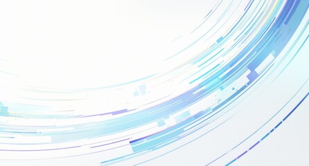 Abstract Digital Design with Blurred Light Lines and Dots on a White Background, Representing Data Flow and Technology Motion