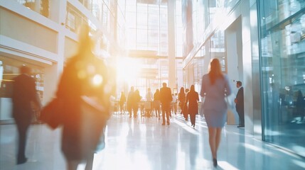 Blurred Silhouettes of Business People in a Modern Office Setting. AI generated image