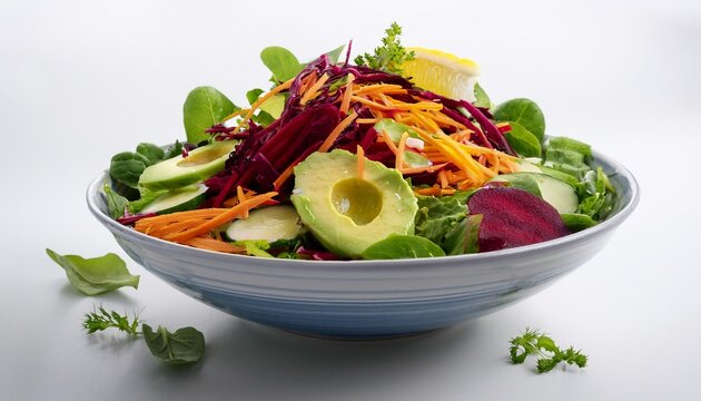 A bowl filled with romaine lettuce, black beans, corn, diced tomatoes, avocado, and a cilant