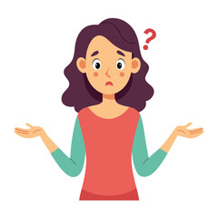 confused woman in a flat style