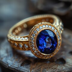 Close Up Of A Sapphire Engagement Ring