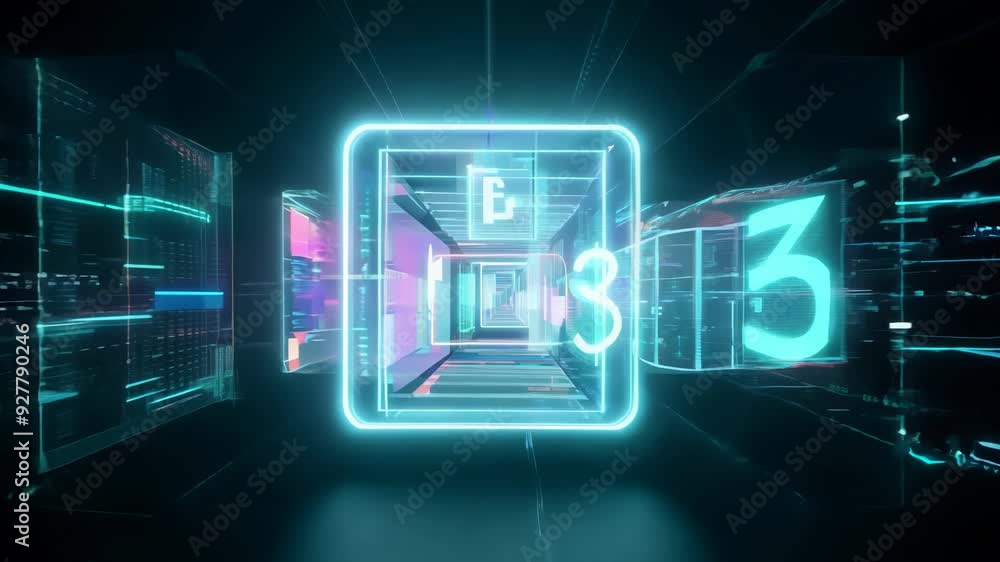 Aufkleber Big data and compute power concept with virtual servers in data center