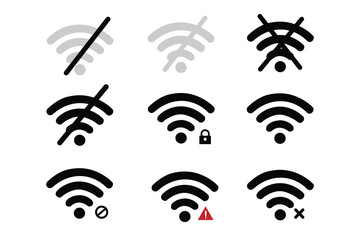 WiFi icon set. Different levels of WiFi signal connection. wifi network Connection level. Wireless Internet icon set.  Different Wireless internet symbol. Vector illustration on white background.
