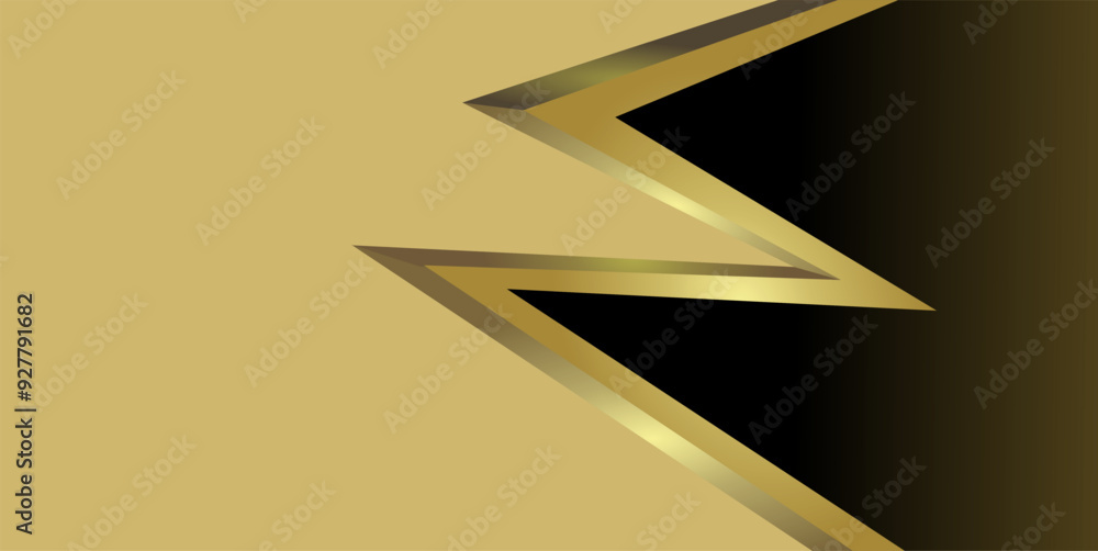 Poster composition of empty space, zig zag lines and geometric abstract fields with gradations of gold, bro