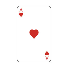 The playing card is the red ace of hearts.