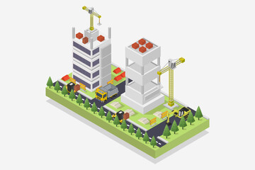 Isometric Buildings Under Construction