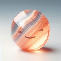 A whimsical, glossy sphere with a playful smile, showcasing beautiful orange and pink hues. Perfect for design, branding, and creative projects.
