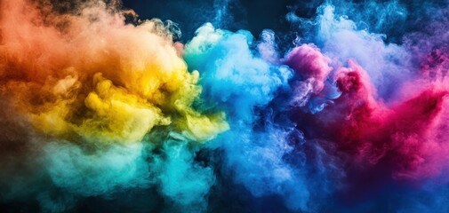 Vibrant explosion of colorful smoke creating a mesmerizing visual effect, perfect for backgrounds or artistic designs.
