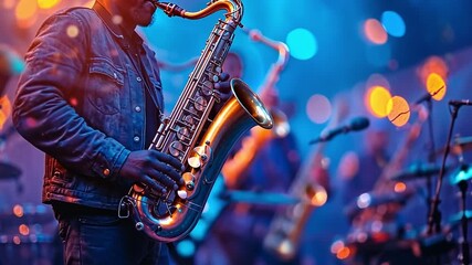 On stage, a jazz band performs.