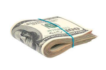 Stack of money- cash of US dollars in PNG isolated on transparent background