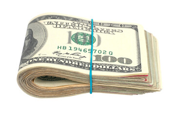 Stack of money- cash of US dollars in PNG isolated on transparent background