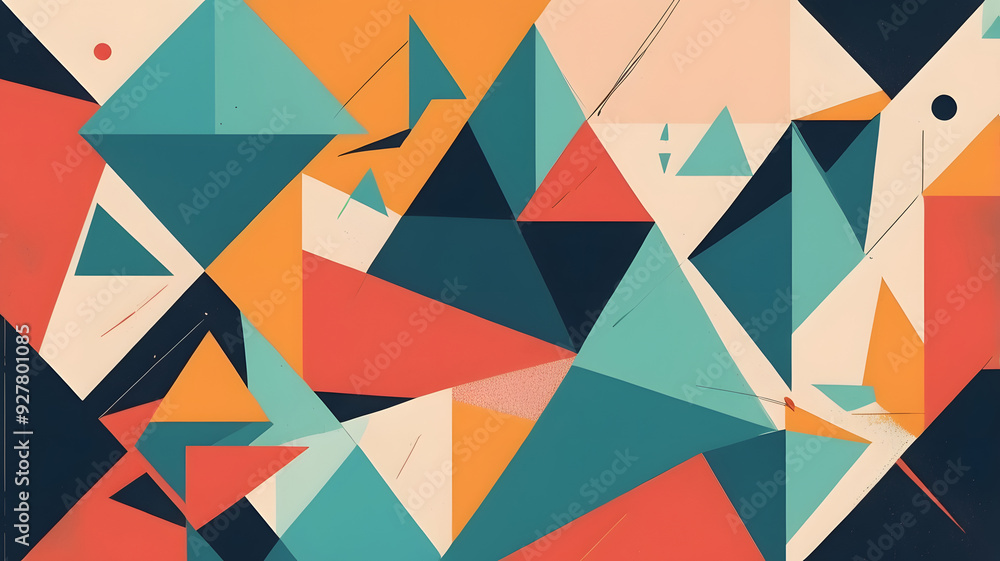Poster abstract geometric pattern: a vibrant and dynamic composition of overlapping triangles in various sh